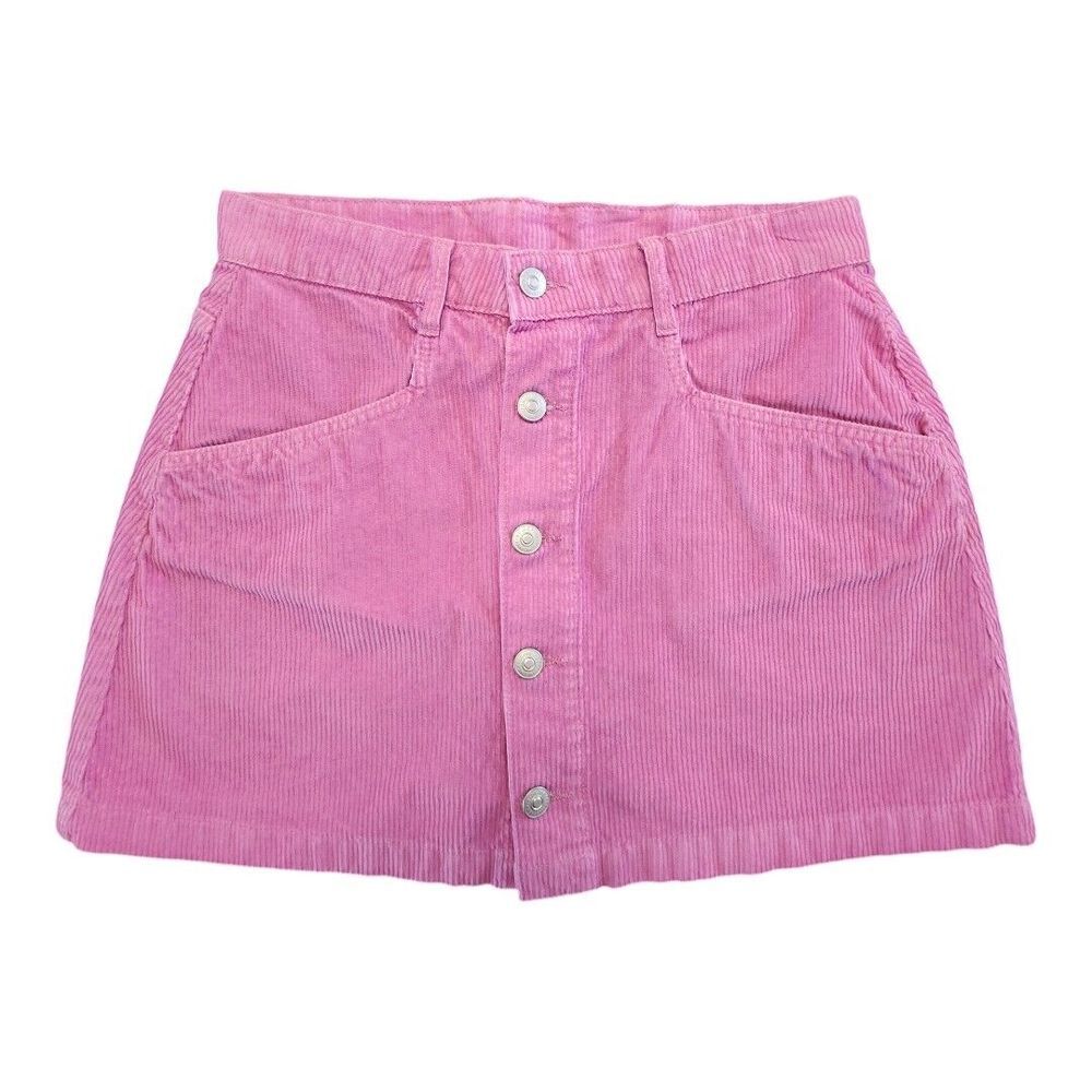 NWT‎ FREE PEOPLE Pink Frosting Button-Down Mini Skirt Size 8 Corduroy Pockets